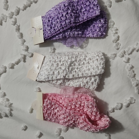 Lot of 6 Baby Girl Lace Headbands with Pearl Detail – Pink, Purple & White - Picture 3 of 3